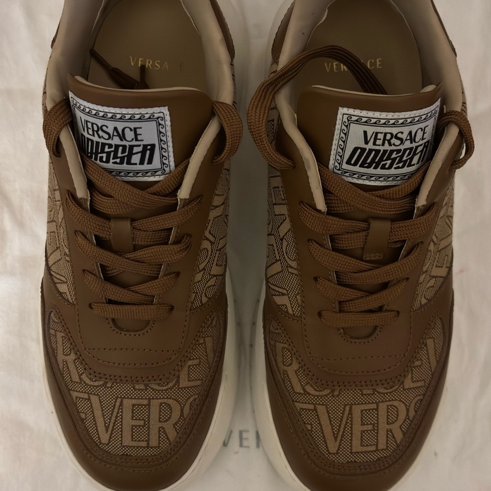 Versace Odissea Versace Logo All Over Brown  Sneakers